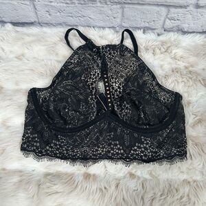 Victorias Secret Very Sexy Unlined Plunge Bra‎ Womens 34B High Neck Black